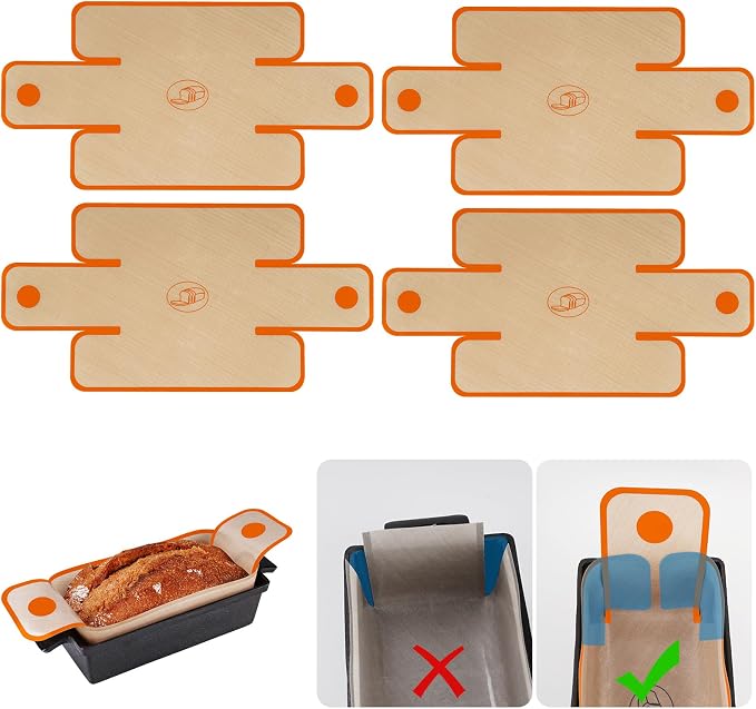 NiHome Silicone Bread Sling, Nonstick Reusable Loaf Pan Liner, Orange Edges | Eco-Friendly Fits 9x5, 9.5x5, 10x5 Inch Bakeware, Dishwasher Safe, Clever Folded Corners Prevent Batter Leakage