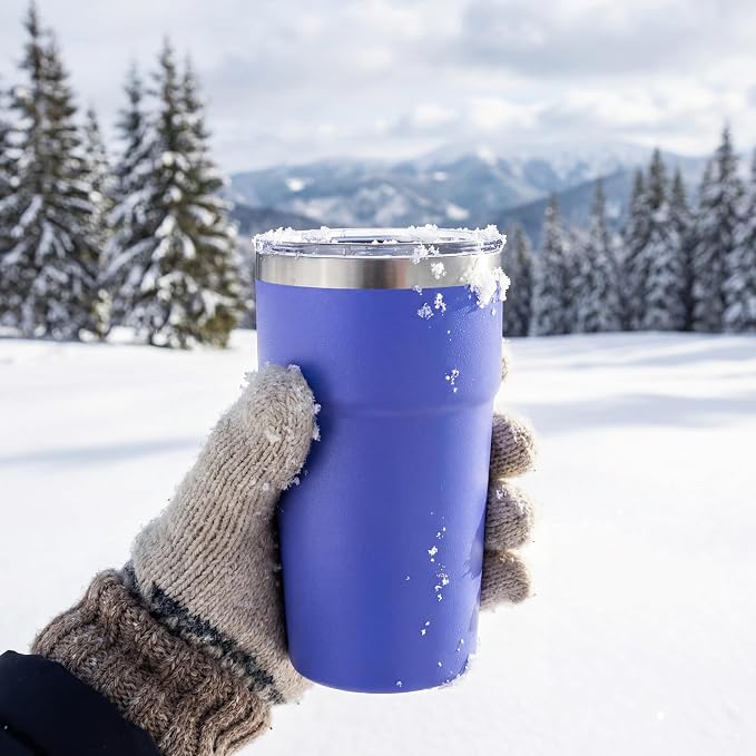 MEWAY 16oz Tumbler Double Wall Vacuum Insulated Travel Mug Bulk, Stainless Steel Tumblers with Lid, Powder Coated Coffee Cups for Cold & Hot Drinks (Purple,12 Pack)