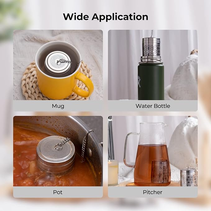 2 Pack Large Tea Infuser for Loose Leaf Tea & Spice Ball 2”x2.8” | Stainless Steel Tea Strainer Fine Mesh Large Tea Ball for Loose Leaf Tea Steeper for Teapot Pitcher Cup Mug Bottle Kettle