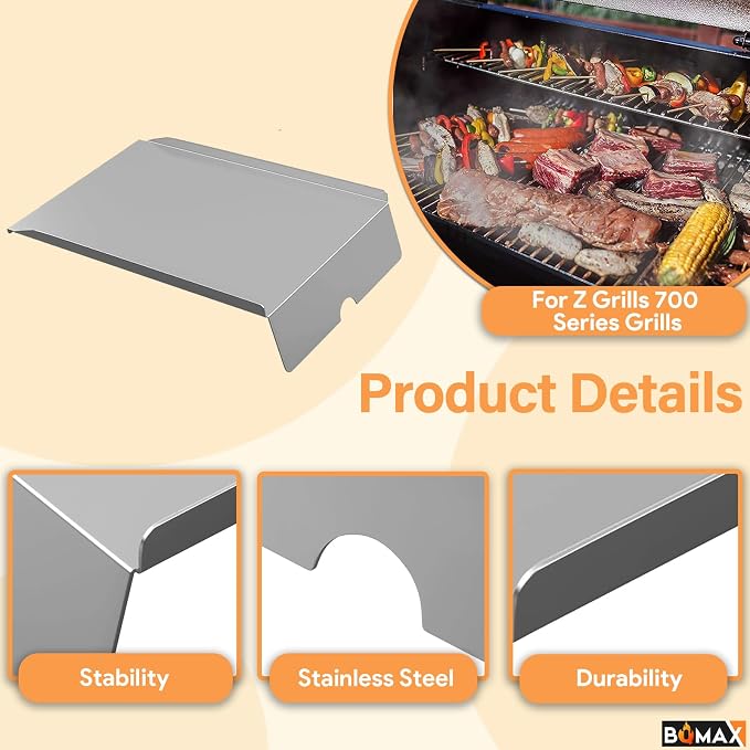 BQMAX Drip Tray Heat Baffle Replacement Parts for Z Grills 700 Series Grills, Drip Pan for Z Grill 7002B 7002C 7002E 700D 700E, for Z Grills 700 Series Pellet Smoker Grills Replacement Parts