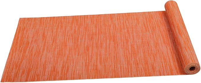 SHACOS Woven Vinyl Table Runner Indoor Outdoor 12x71 inch Kitchen Dining Table Runners Wipe Clean Washable PVC Table Runner, Orange