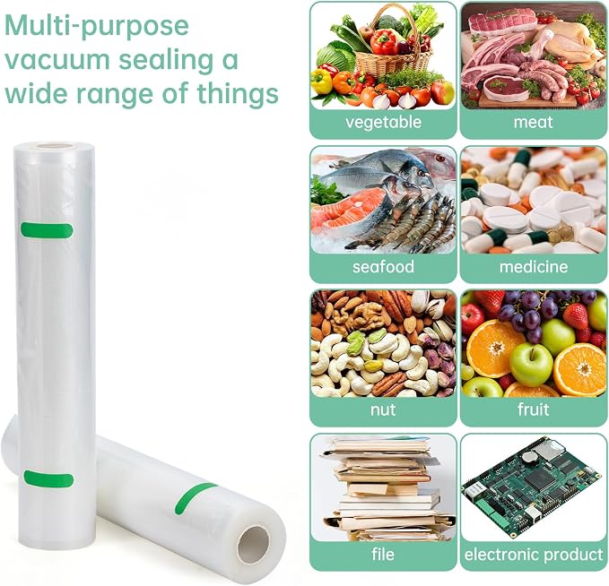 Vacuum Sealer Rolls Bags Compatible with Anova Culinary Vacuum Sealer Machine, 2 Packs 11" x 16.4' Commercial Grade, BPA Free Food Vac Bags for Food Storage, Sous Vide