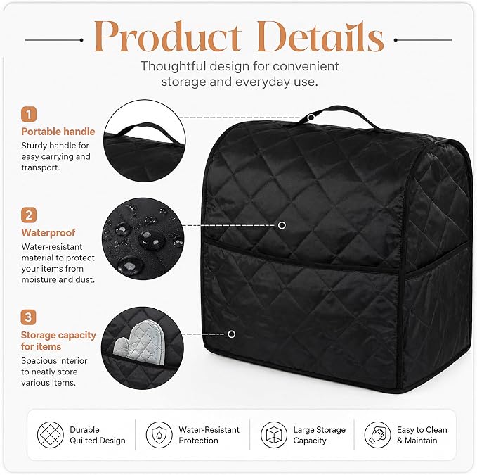 Stand Mixer Cover 4.5 quart Bread Maker Protective Cover with Pockets for Kitchen Appliance Not Easy to Fade, Not Easy To Pilling Washable & Durable