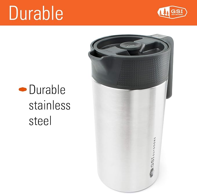 GSI Outdoors Glacier Stainless JavaPress, 30 fl oz, French Press Mug