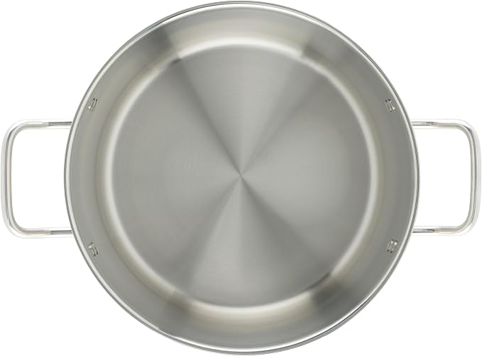 Winco Silver 12 qt Stainless Steel Stock Pot with Cover | Dishwasher safe, Heavy-duty, Tri-ply construction, Riveted handles, Wide base, Great for Stocks, Soups and Batch Cooking