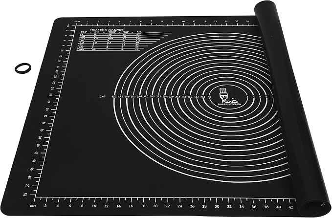 Non-Slip Silicone Pastry Mat Jumbo 31''by 24'' for Non Stick Baking Mats | Table/Countertop Placemats, Dough Rolling, Kneading/Fondant/Pie Crust Pad by Super Kitchen