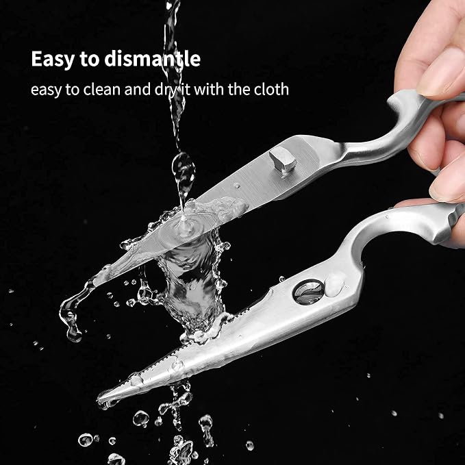 All Purpose Detachable Kitchen Shears Full-Steel Forged Kitchen Scissors | Ultra Sharp, Heavy Duty, Stainless Steel, Professional Chef Scissors, For Food Meat Pizza, Come Apart, Silver