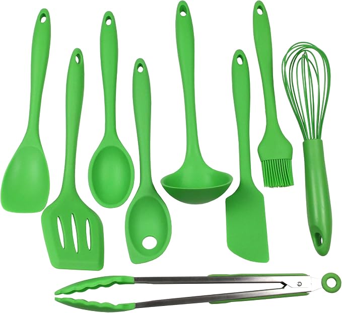 Chef Craft 9 Piece Green Premium Silicone Kitchen Tool Set (42084)
