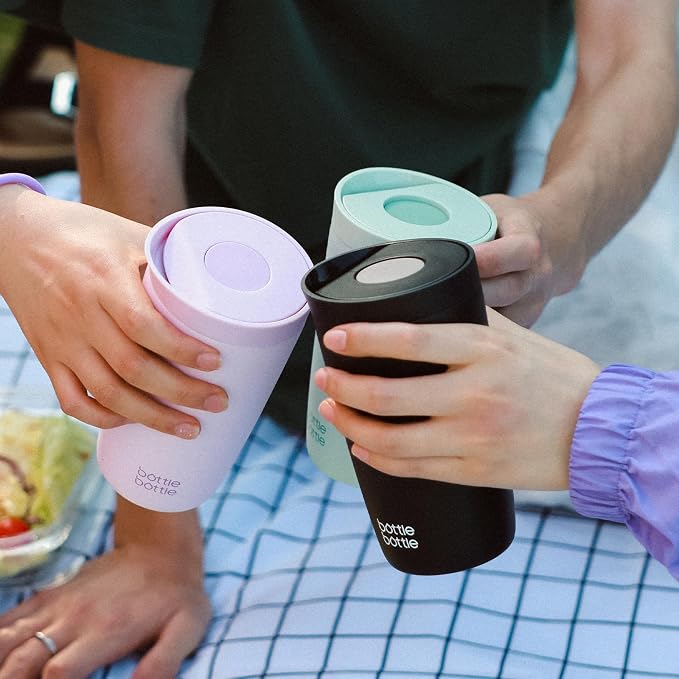 BOTTLE BOTTLE Insulated Coffee Tumbler with Push Button Lid 12oz(Pink) | Leakproof,Stainless Steel Travel Mug,Keeps Drinks Hot & Cold for 6 Hours,for Office & On the Go