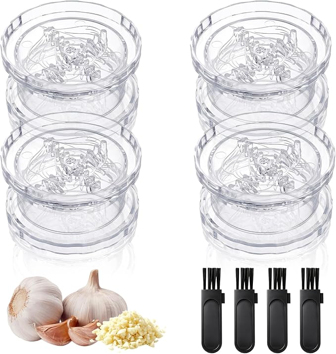 Clear Manual Garlic Twister and Ginger Mincer Tool, Manual Garlic Twister and Mincer, Garlic Crusher, Garlic Grinder, Compact Garlic Mincer Tool, Ginger, Herbs (4 PCS)