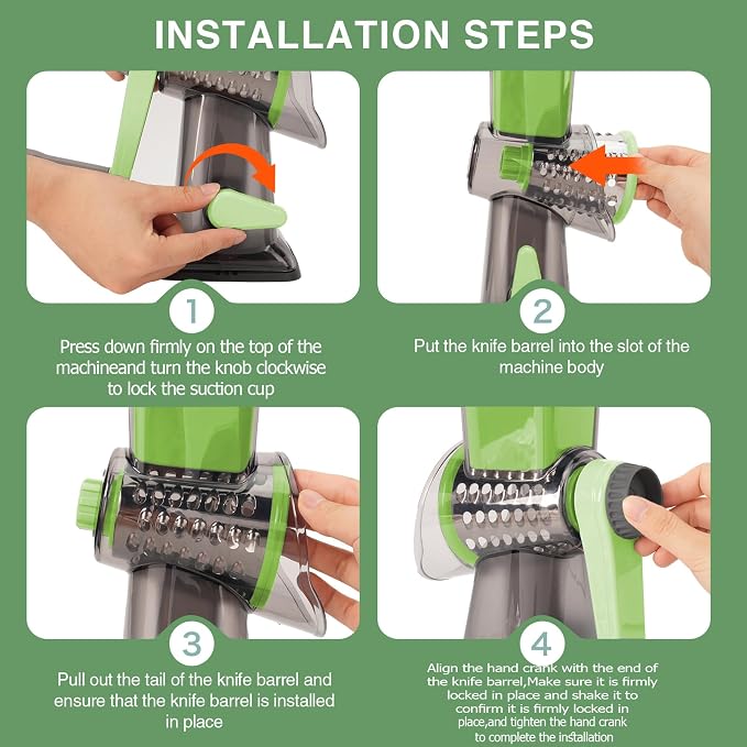Rotary Cheese Grater with Handle-Versatile Cheese Grater | Non Slip Suction Base,Cheese Shredder&Food Slicer for Cheese,Carrots,Cucumbers,Nuts Compact&Easy Clean Kitchen Kitchen Tool