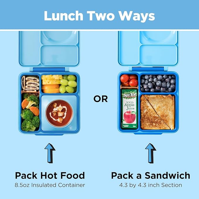 Omie OmieBox Kids Insulated Leakproof Bento Lunch Box with Food Jar (Blue Sky)