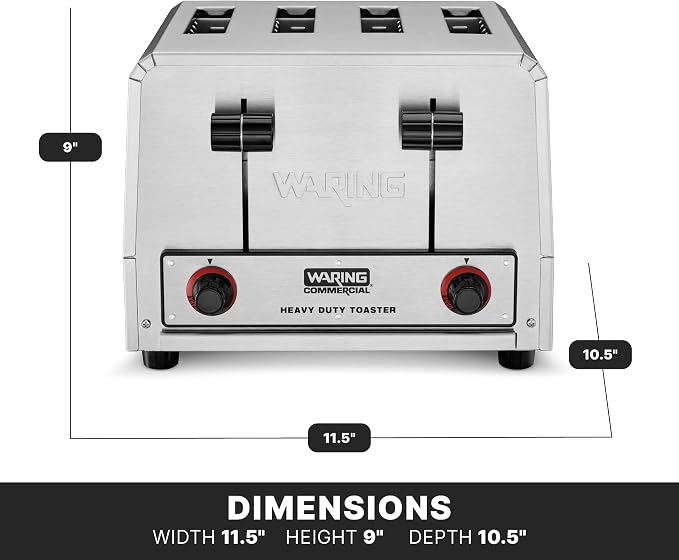 Waring 4-Slot Toaster with 300 Slices an Hour | 300 Slices an Hour, Uniformly Toasts Bread, Bagels, Texas Toast, & Frozen Waffles, 2200W, 120V