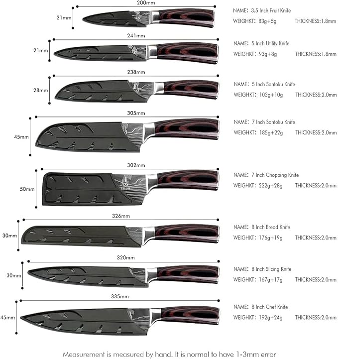 FULLHI Knife Set, 14pcs Japanese Knives Set, Premium German Stainless Steel chef Knife Set
