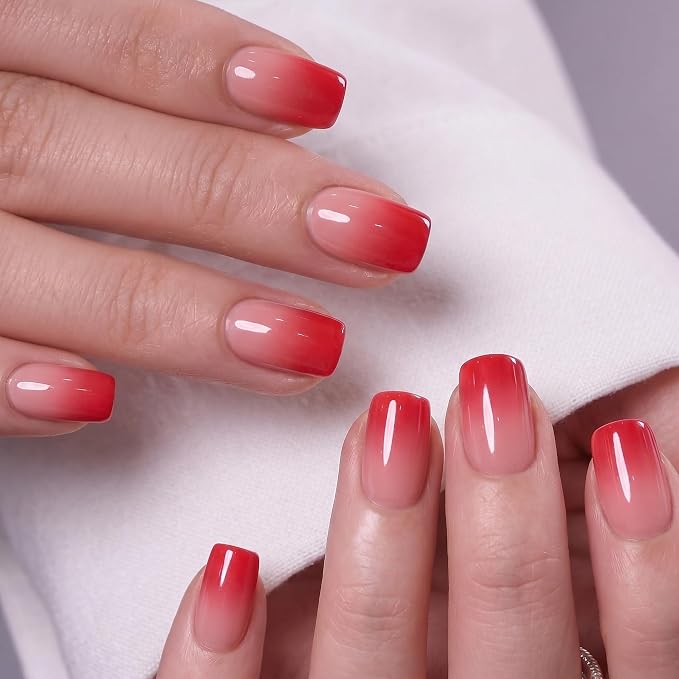 CurvLife Short Square Cat Eye Press On Nails, Electric Bloom Pink, Soft Gel | 32PCS, 16 Sizes, Salon-Quality Natural Fake Nails, Curved Fit, 7-14 Day Glue-On Wear, Reusable Stick-On Nails, Press-On Kit