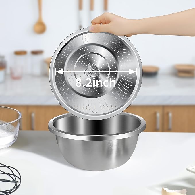 Gulex Colander Stainless Steel 4-quart with Bowls,Strainer for Kitchen(2PC)