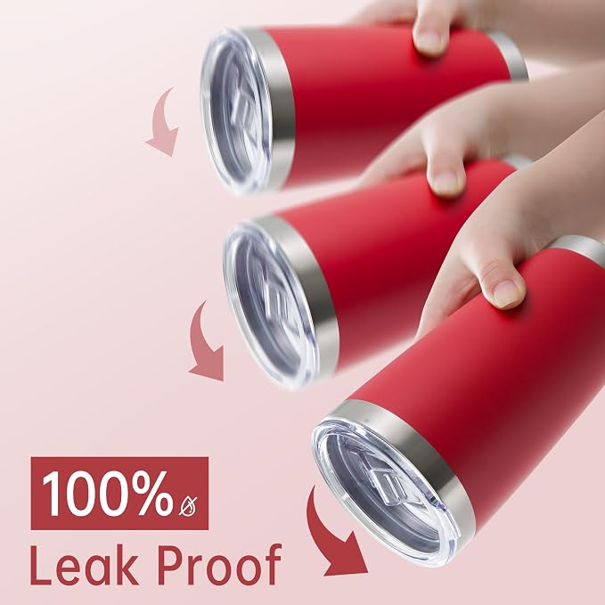 20 oz Tumblers Bulk Stainless Steel Tumbler with Lid, 6 Pack | Wine Red, 20oz Insulated Coffee Mug, Double Wall Vacuum, Powder Coated Cup, for Hot and Cold Drinks