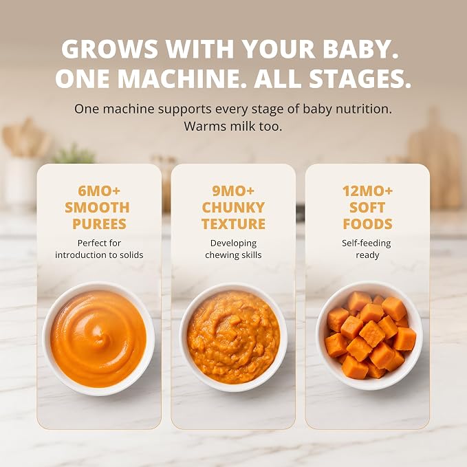 BEAR 2024 Baby Food Maker, One-Step & Easy to Use, Smart Touchscreen, White | All-in-One Homemade Baby Food Maker for Healthy Feeding, LED Display Panel, Auto-Cooking and Self-Cleaning Function