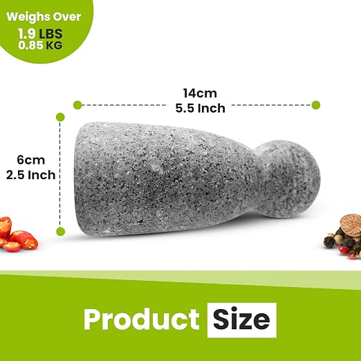 Granite Pestle Replacement only - Pestle Stone only Unpolished Heavy (Not Included Mortar) (Bell Shape), Blue