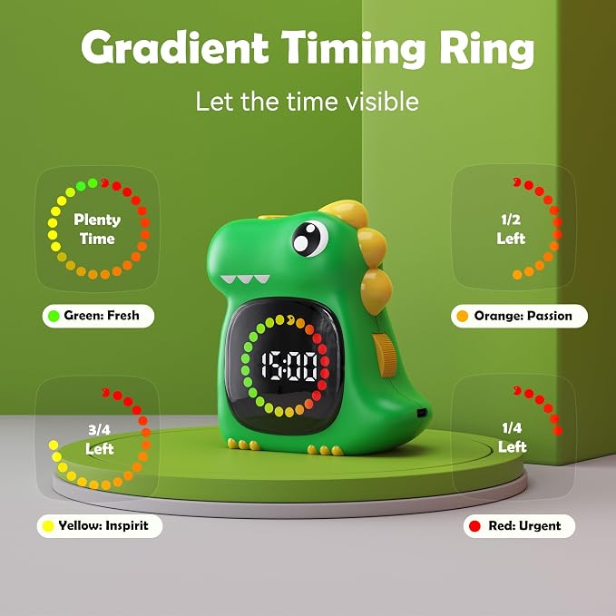 Visual Timer for Kids 99 Minute Digital Potty Training Timer for Homeschool | Dual sound; Dinosaur Look; Long Battery Life