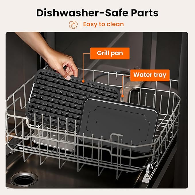 Electactic Electric Smokeless Indoor Grill & Griddle, Nonstick Contact Grill, Dishwasher Safe Parts, 6-Level Temperature Control with Auto Shut-Off, for Kitchen, Apartment, Indoor Cooking
