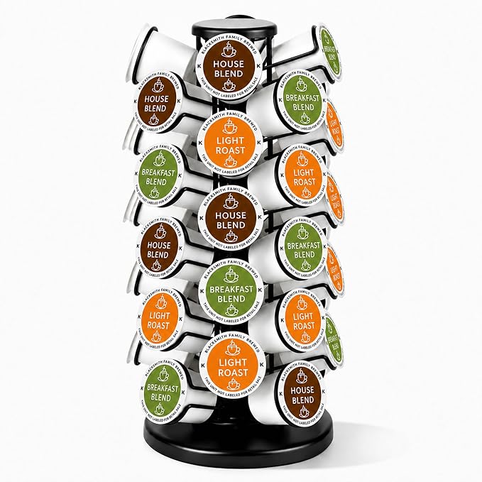 Coffee Pod Holder for 40 Pods, K Cup Holder Organizer with Weighted Base | Heavy-Duty Steel,Smooth & Quiet 360°Rotation,Easy Access,No Assembly Required,Space-Saving for Coffee Stations & Countertops
