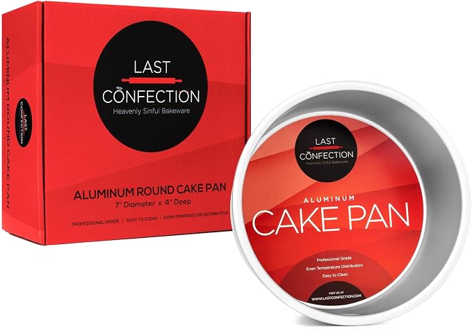7" x 4" Round Cake Pan, Anodized Aluminum Cake Pan Baking Tin Mold, Professional Bakeware