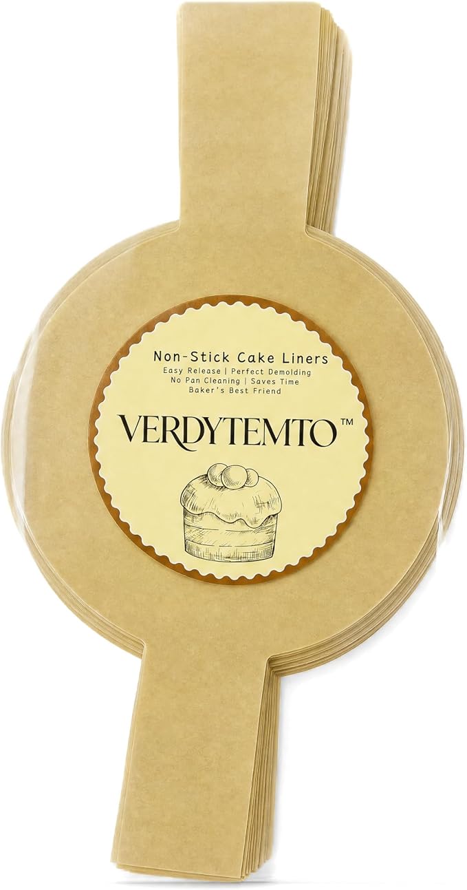 VERDYTEMO 10 Inch Cake Liners 100 Pcs - Non-Stick Parchment Baking Sheets with Easy Lift Tabs, Greaseproof Round Pan Liners for Oven, Springform Pan, Cake Mold, Pizza & Pie