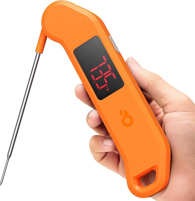 ThermoMaven 1 Sec Professional Digital Meat Thermometer, ±0.5℉ Accuracy | NIST&NSF Certified Food Thermometer, Auto-Rotate Bright LED Screen, Highly Waterproof for Grill BBQ, Orange