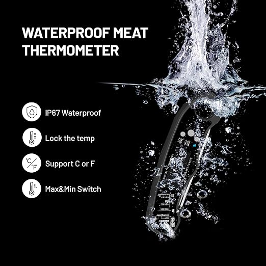 𝟮𝟬𝟮𝟲 𝙐𝙥𝙜𝙧𝙖𝙙𝙚𝙙 Instant Read Digital Meat Thermometer by puxyblue - 2 Pack Waterproof & Super Fast Food Thermometer Widely Used for Indoor & Outdoor Cook, Grill, Bake, BBQ, Candy Making