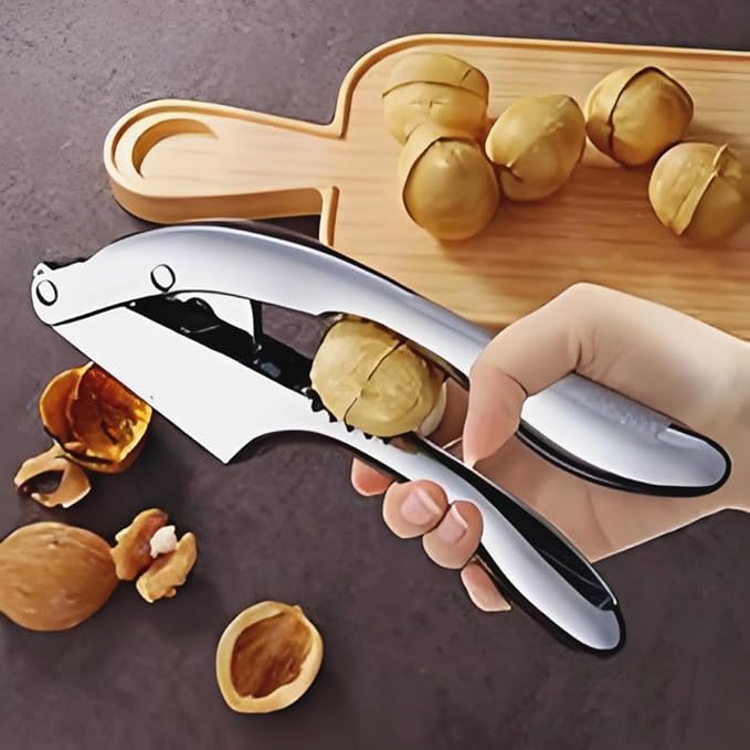 2-in-1 Stainless Steel Garlic Press & Ginger Slicer with Ergonomic Handle | Heavy Duty Stainless Steel, Ergonomic Handle, Garlic Mincer with Slicer Function, Dishwasher Safe, For Garlic, Ginger, Nuts