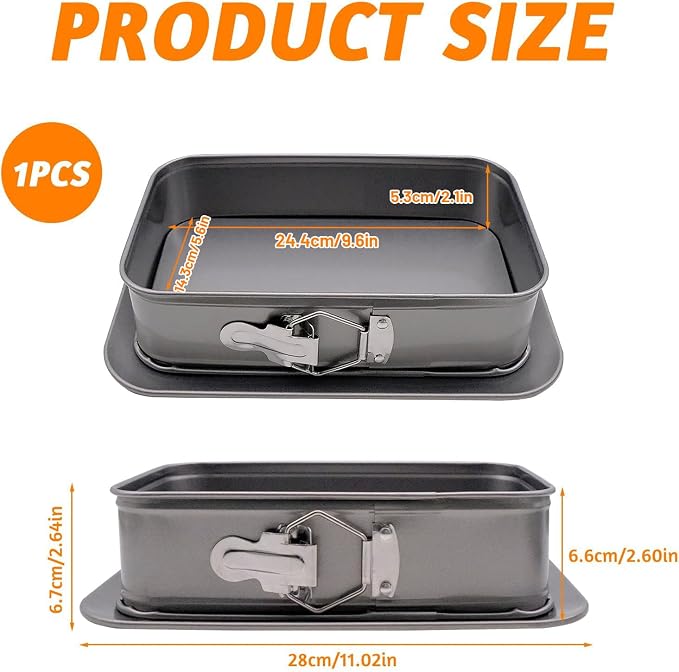 Rectangular Springform Pan, 9.6 x 5.6 x 2.1 inch Rectangle Cake Pan with Removable Bottom, Rectangular Cake Baking Trays Cheesecake Tin for Tortes Cheesecake Mousse