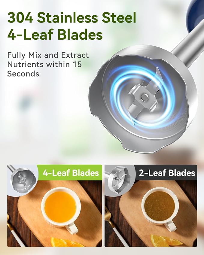 1000W 5 in 1 Immersion Blender Handheld BPA-Free 12 Speed Hand Mixer Stick | 304 Stainless Hand Blender, Mixing Beaker, Chopper, Whisk, Milk Frother, Soup, Smoothies, Baby Food, Sauce