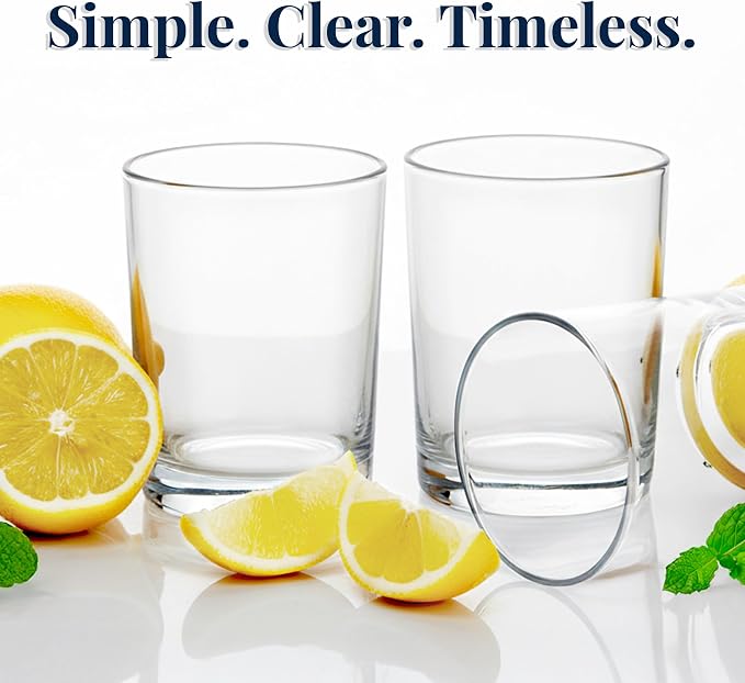 US Acrylic Classic Clear Plastic Reusable Drinking Glasses (Set of 6) 12oz Rocks Cups | BPA-Free Tumblers, Made in USA | Top-Rack Dishwasher Safe