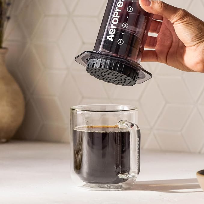 AeroPress Clear Black Coffee Press, French Press, Pour-Over & Espresso Style