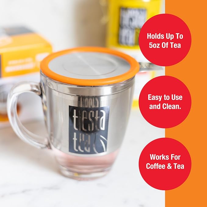 Tiesta Tea Brewbasket Stainless Steel Infuser Basket for Loose Leaf | Reusable Fine Mesh Strainer for Hot & Iced Drinks, Loose Leaf Steeper, Single Cup Tea Diffuser, Holds 5 Ounces