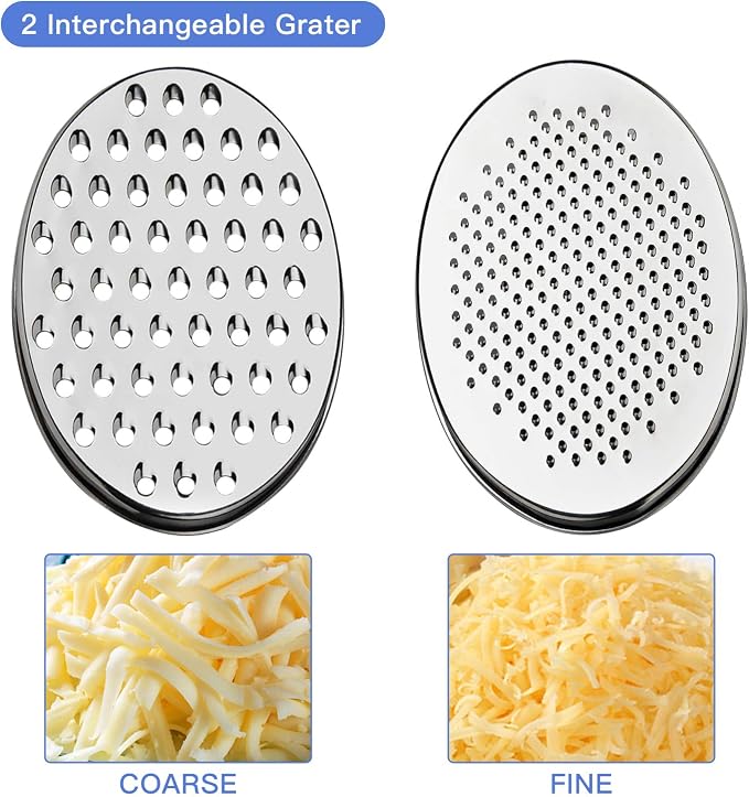 Black Compact Round Cheese Grater with Food Storage Container & Lid Grinder | Stainless Steel Box Grater for Kitchen, Hard Parmesan, Ginger, Vegetables, Butter