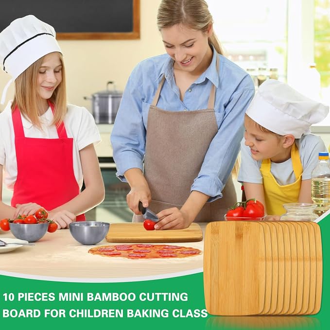 10 Pcs Bulk Wood Cutting Board Bamboo Wooden Chopping Board Charcuterie Serving Tray Laser Engraving Blanks for Pizza Bread Vegetables Cheese DIY Mothers Father Day Housewarming Gifts, 6" x 9"