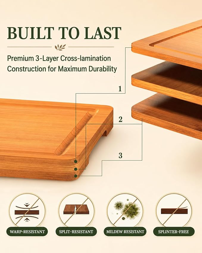 Cutting Board Set of 2,Chopping Boards for Kitchen Meal Prep,Large and X-Large Wood Cutting Boards for Meat, Vegetables and Fruit, Deep Carbonized Bamboo Boards for Daily Cooking and Small Kitchen