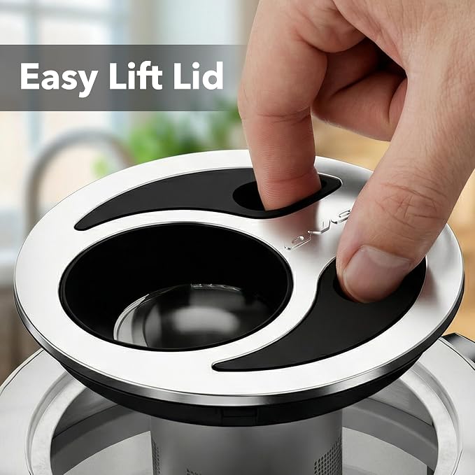 OVENTE 1.7L Glass Electric Kettle with Tea Infuser, Silver KGD913S | 1500W Fast Boiling, Easy Fill Lid, 4 Temperature Control, Double-Wall Cool-Touch Design, Color-Changing LED, Keep Warm