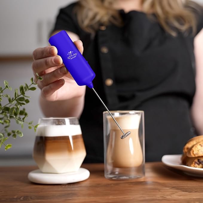 Mini & Mighty Milk Frother Wand – Powerful Handheld Coffee Frother, Battery Operated Drink Mixer – Compact Pocket Size – Detachable Whisk for Latte, Cappuccino, Matcha, Hot Chocolate