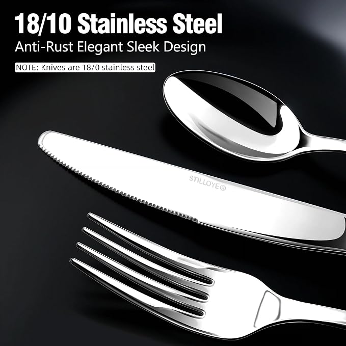 18/10 Silverware Set for 4, 20 Piece Stainless Steel Flatware Cutlery Set | Mirror Polished knives Forks and Spoons Utensils Heavy Silverware Sets,Dishwasher Safe for Dinner Home Kitchen,Wedding Party