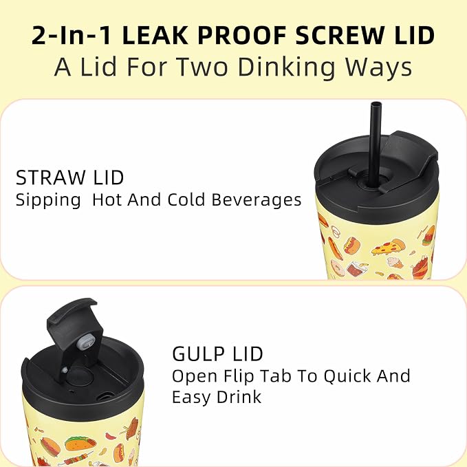BJPKPK 30 oz Coffee Tumbler with Straw, Insulated Stainless Steel Cup | Double Wall Vacuum, Leak Proof Lid, Keeps Hot/Cold/Iced, BPA Free, Travel & Outdoor, Yummy