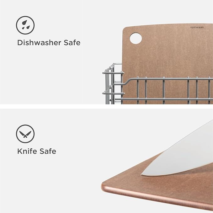 Epicurean Kitchen Series 14.5" × 11.25" Cutting Board, Non-Toxic, Dishwasher Safe, Made in the USA, Nutmeg