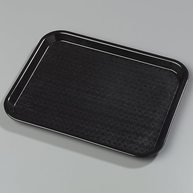 Carlisle FoodService Products Café Cafeteria Tray, Fast Food Tray for Restaurant or Commercial Use, 14" x 18", 12 Count, Black