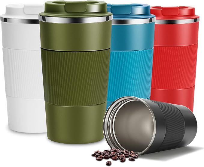 YINJAM 17oz Travel Coffee Mug Insulated Coffee Cups to Go with Leakproof Lid Vacuum Stainless Steel Double Walled Thermal Car Coffee Tumbler for Hot Cold Ice Tea Drinks Reusable (Green, 17oz)