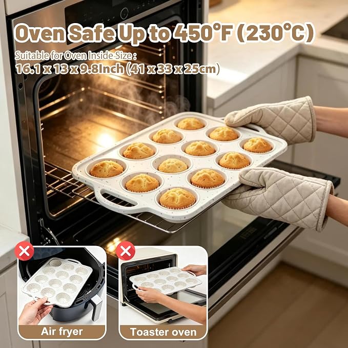 Silicone Mini Muffin Pan Set: 12 & 24 Small Cupcake Baking Pan with Frame | Easy Release - Complete Shaping Each Use Avoid Re-baking - BPA-free Muffin Trays Reinforced Frame for Oven Home Bakers Vnray