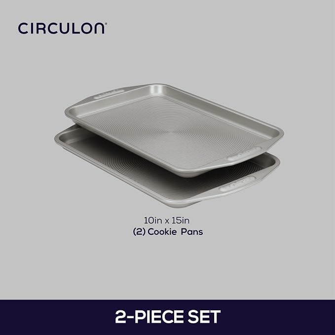 Circulon Nonstick Bakeware Set, Cookie Sheets for Baking Nonstick, 2-Piece, Gray
