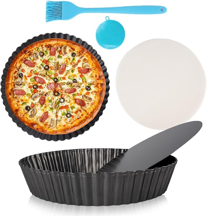 2 Pack 10 Inch Pie Pan with Removable Bottom | Detachable bottom design,Deep dish, Egg cream pastry pie plate, Not easy to stick,Portable Baking Kit, Durable Construction