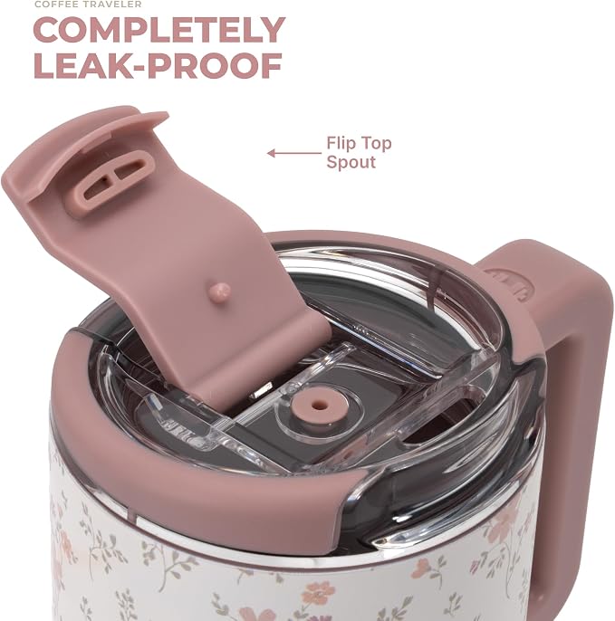 HydroJug Coffee Traveler 20oz Ceramic-Lined Mug with Handle, Magnolia